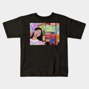 Retro girl Japan aesthetic Kids T-Shirt